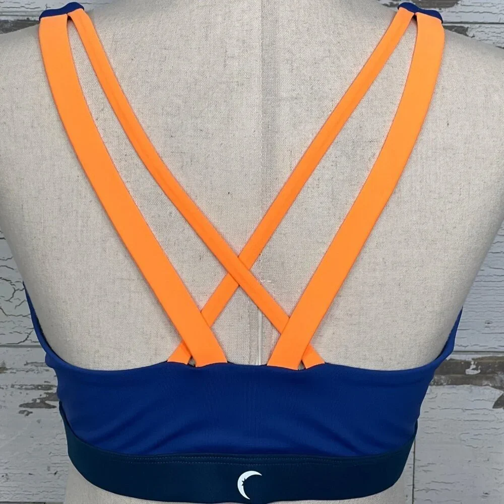 ZYIA Light N Tight Strappy Padded Sports Bra Blue Sz XL NWOT